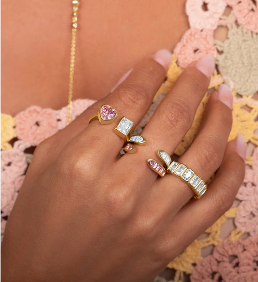 Pink heart stone ring