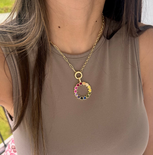 Paperclip oval circle of love necklace