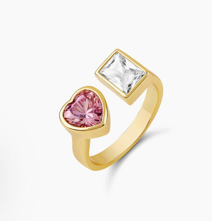 Pink heart stone ring