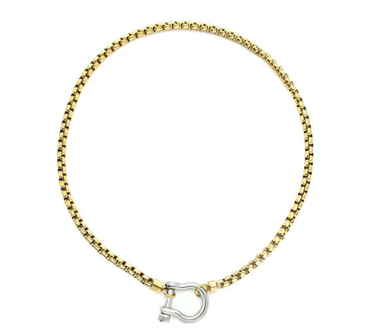 Lorena gold and silver necklace with hourseshoe lock - Kolibri Design